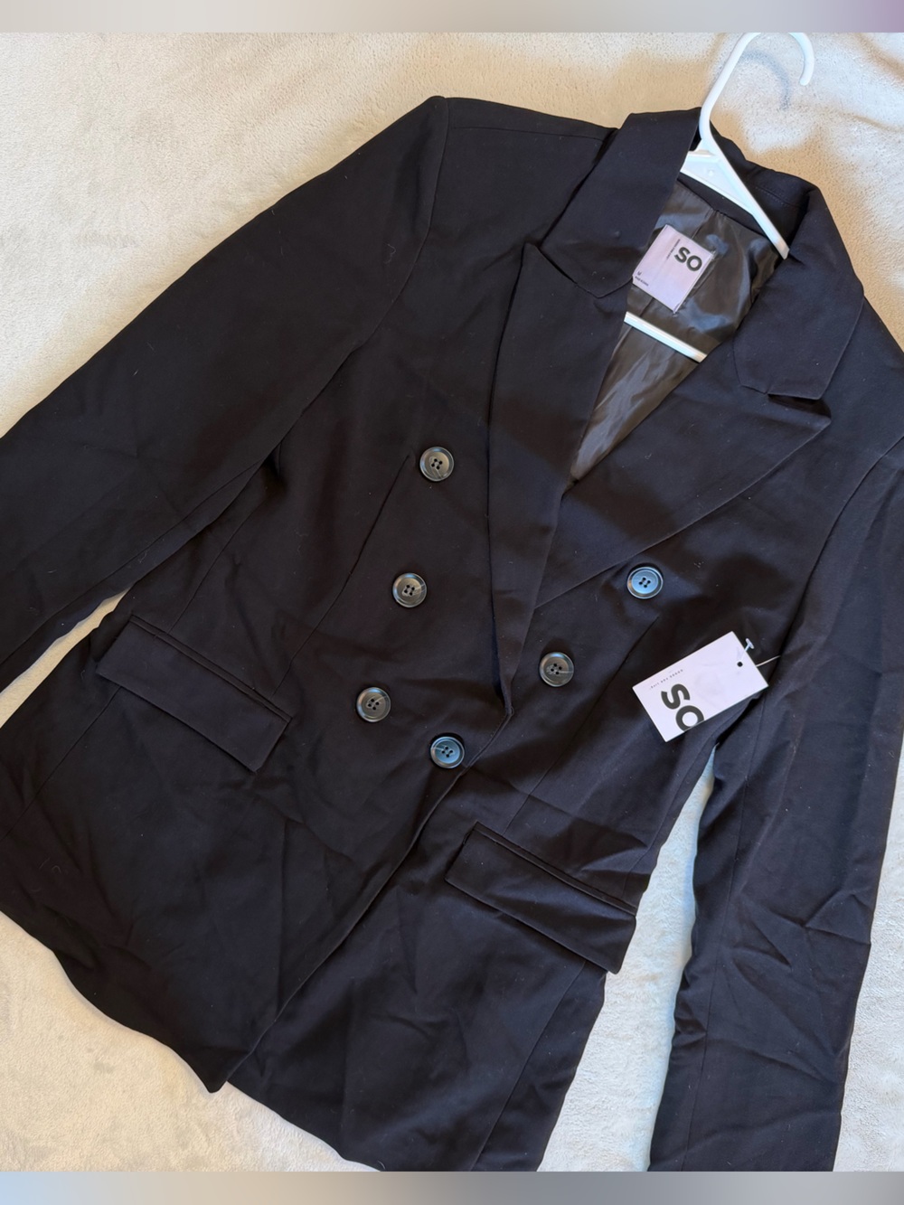 SO Double-Breasted Black Women's Blazer Jacket